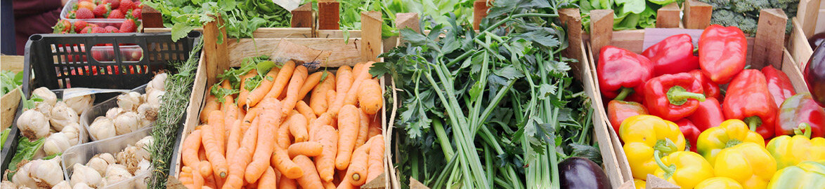 Vegetables in wooden boxes 