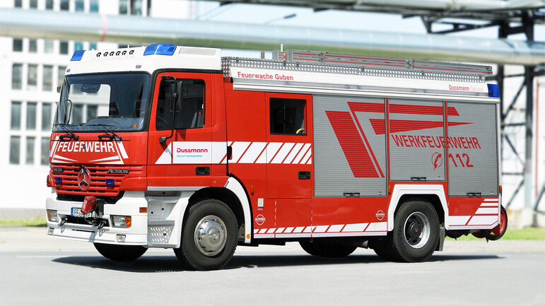 Fire truck on industrial site