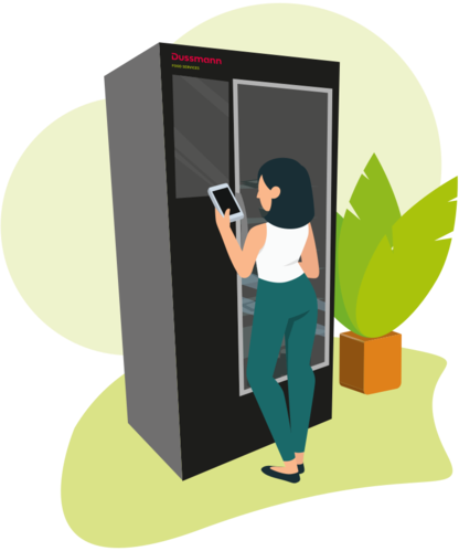 Illustration of the use of the SmartFridge by removal